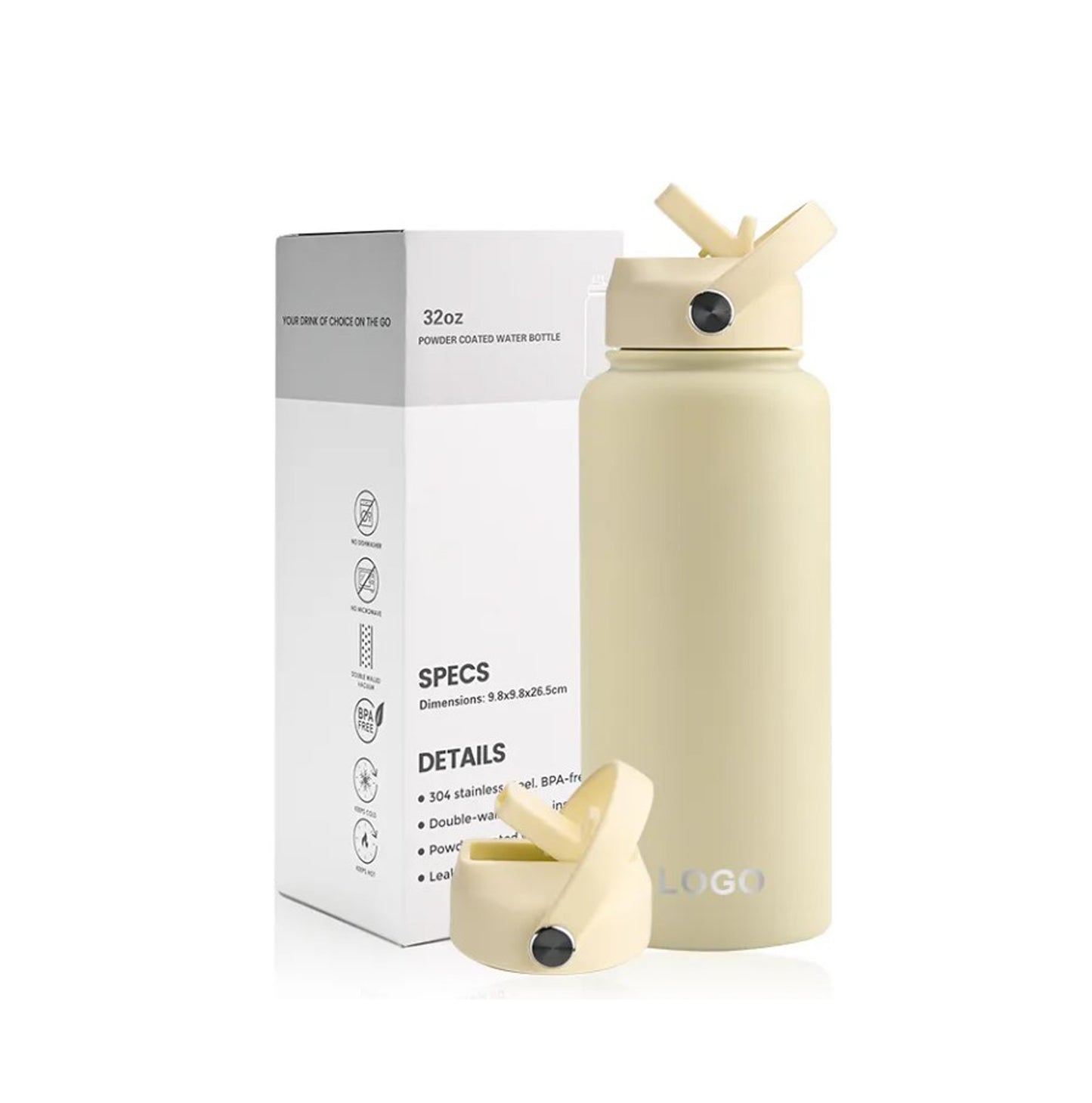 Powder-Coated Water Bottle – 32 OZ "Baadak Ala Bali" (Fairuz Edition)