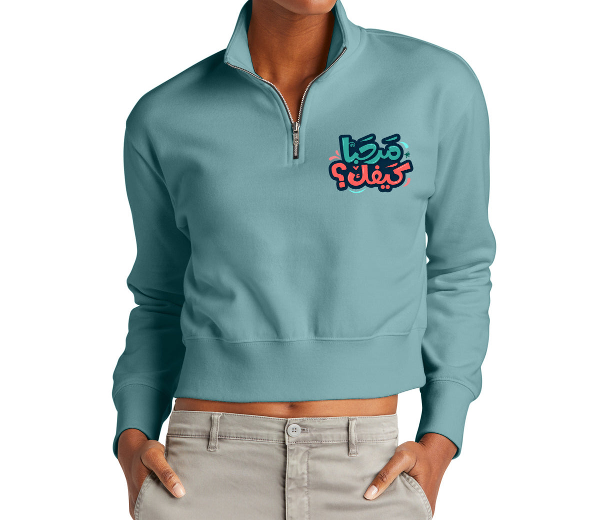 "Marhaba Kifak" Arabic Greeting 1/2-Zip Fleece - Women's V.I.T.™ Winter Sweater